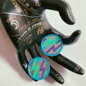 Vintage 1980s Lightening Bolt Mirror Earrings